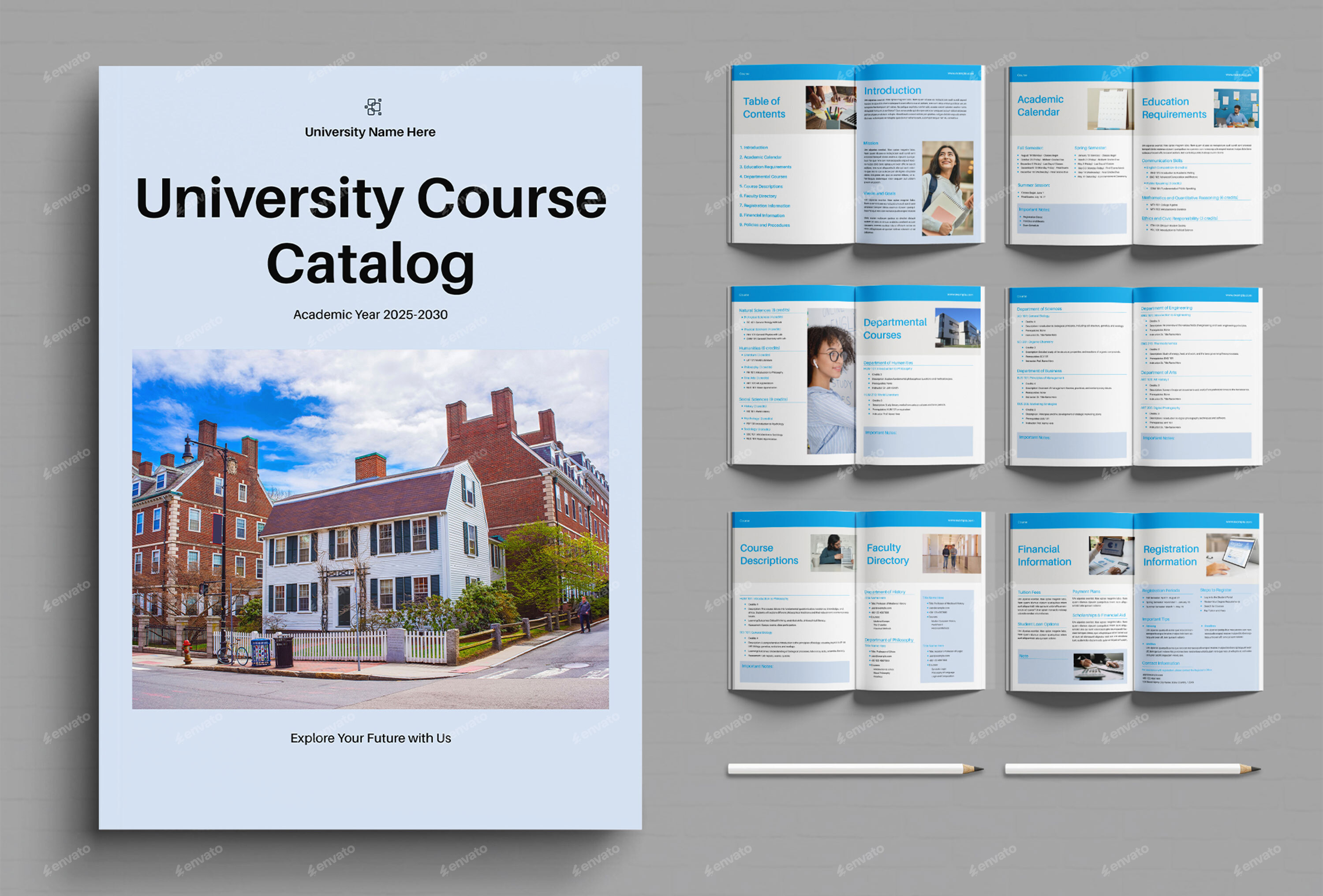 University Courses Catalog Template, Print Templates GraphicRiver